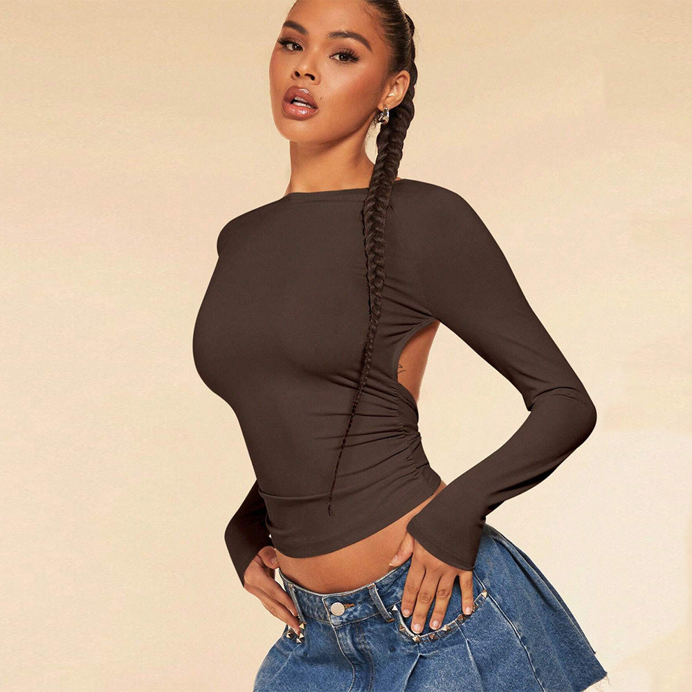 Sleek Backless Long Sleeve Sexy Top