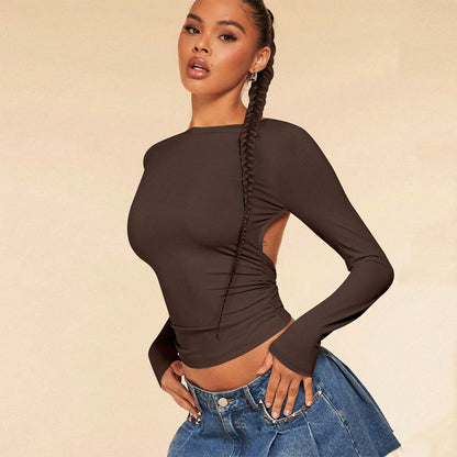 Sleek Backless Long Sleeve Sexy Top