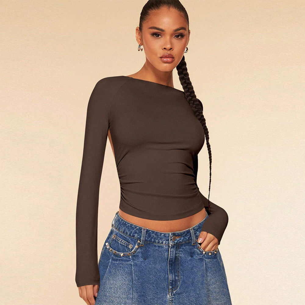Sleek Backless Long Sleeve Sexy Top